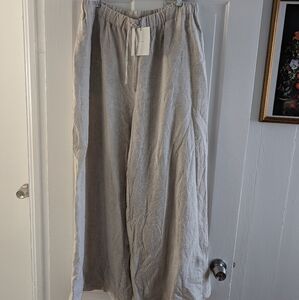 Dissh Australia Gina Natural Linen Waist Wide Leg Pant BNWT